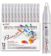 White Paint Pens Markers - 12 Pack Oil Based Permanent Marker, Medium Tip, Never Fade, Quick Dry,...