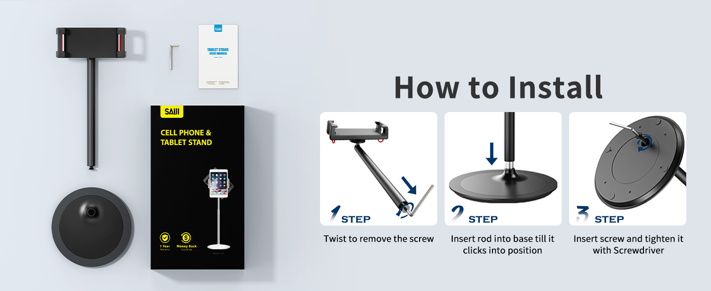SAIJI iPad stand is perfect to use as Free-your-Hands tablet stand in the office, home, school