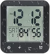 Digital Shower Clock Waterproof,Bathroom Extra Large LCD Screen Wall Clock Timer,Countdown,Moistu...