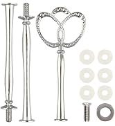 Happy Will 3 Tier 14" Heavy Metal Cake Stand Holder Fruit Plate Stand Fitting Hardware Rod(Silver...