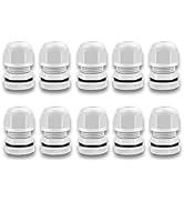 NineLeaf 10 Piece Waterproof Cable Glands Joints Adjustable 6-12mm Cable Connectors,M20x1.5 White...