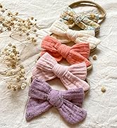 Baby Muslin Headbands and Cotton Hair Bows, Super Stretchy Nylon Hairbands for Newborn, Infants, ...