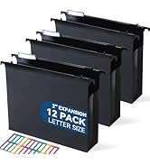 SortRax Plastic Extra Capacity Hanging File Folders, 2" Expanding Pocket, Heavy Duty for Filing C...
