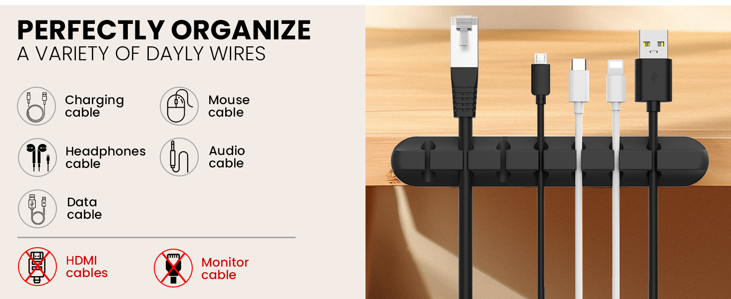Cable Clips Cord Holders Cable Organizer Self Adhesive Cord Keeper for Desktop Organizing USB Cable