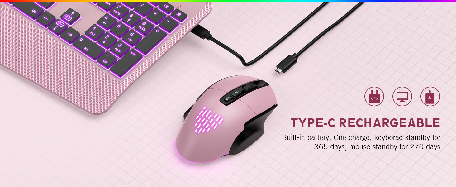 rechargeable wireless keyboard mouse
