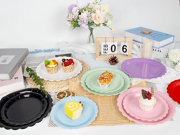 7 9 inch dessert dinner disposable paper plates red yellow green white black pink blue