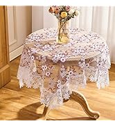 Raedan Floral Lace Tablecloth Dark Red with White Silver Embroidered Flowers 33”x33” Square Small...