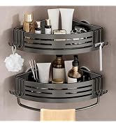 Conworld Corner Shower Caddy with Suction Cups, Shower Suction Shelf With Towel Bar, Wall Bathroo...