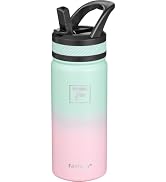 Fanhaw 18 Oz Kids Insulated Water Bottle with Straw Lid – Stainless Steel Double Wall Vacuum, Lea...