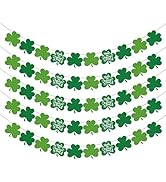 St Patricks Day Decorations - 5 Pack Shamrock Clover Garland Banner - NO DIY Felt Hanging Banner ...
