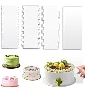 Cake Scraper, 4PCS Clear Acrylic Icing Smoother Stripes Cake Decorating Comb, Edge Smoother Tool ...
