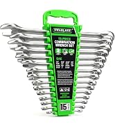 SWANLAKE 15-Piece SAE Wrench Set, V Notch Premium Combination Wrenchs Set, SAE 1/4" to 1-1/16", M...