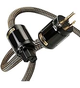 RUHTXOW 5N OFC Audiophile Power Cable for Hi-Fi System, 24K Gold Plugs 5µm, Ultra-Stiff Braided C...