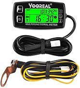Yooreal Digital Engine Temperature Gauge Meter,Tachometer and Hour Meter,Removable Temp Probe,Wat...