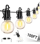 ZJOJO LED Outdoor String Lights,100FT Outdoor Lights for Patio with 32 Shatterproof Bulbs, 2700K ...