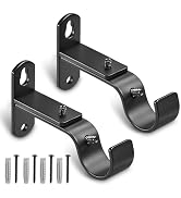 AMZSEVEN Adjustable Curtain Rod Brackets, Metal Window Drapery Rod Hanger Holders Hooks for 1 inc...