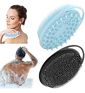 2 Pack Silicone Body Scrubber, 2 in 1 Bath and Shampoo Brush, Soft Silicone Loofah for Sensitive ...