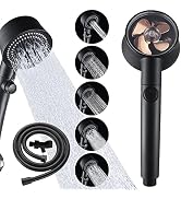 ANTOWER High Pressure Handheld Shower Head with 6 Functions, 59 Inch Hose, Adjustable Brass Head ...
