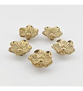 YEMCHI 5 Pack Solid Brass Flower Drawer Knobs, 40mm/ 1.6" Kitchen Gold Cabinet Pulls, Bathroom Pe...