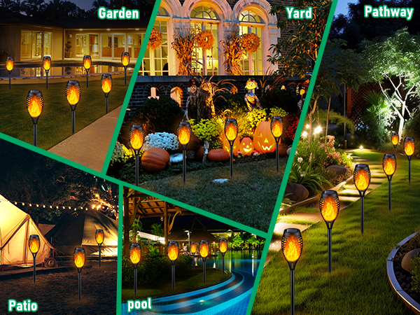 Solar Flame Torch Lights for Outdoor Decor