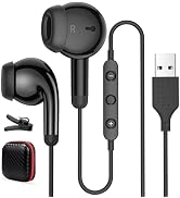USB Earbuds for PC,Headphones with Microphone for Computer,Wired USB Headset with Mic Audio Contr...