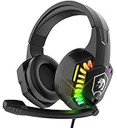 Wired Gaming Headset with Rainbow RGB Backlight Retractable Noise Isolating Microphone Stereo Sou...