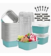 OBXMLFY Mini Cake Pans With Lids And Spoons 5 oz 50 Pack Individual Small Cake Aluminum Foil Pans...