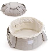 Narwey Barrel Drawstring Puffy Makeup Bag, Large Quilted Cosmetic Bag, Puffer Make Up Bags, Trave...