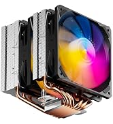 upHere D6SEC Dual Tower CPU Air Cooler with 6mm x 6 Copper Heat Pipes & Dual 120mm 5V ARGB PWM Fa...