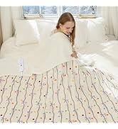 VELLUBAM Purple Bow Heated Blanket Twin Size 62