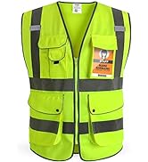 HPHST Multi-Pocket Reflective Safety Vest for Women and Men High Visibility Construction Worker Vest