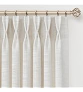 INOVADAY Memory Trained Pinch Pleated Curtains 90 Inches Long, Linen Curtains for Living Room, 2 ...