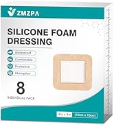 8 Pcs Silicone Foam Dressing 4x4 Gentle Border, HSA FSA Eligible, Waterproof Silicone Bandages fo...