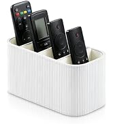 Cretkhp 4 Compartments TV Remote Control Holder, PU Leather Remote Holder Caddy Organizer with So...