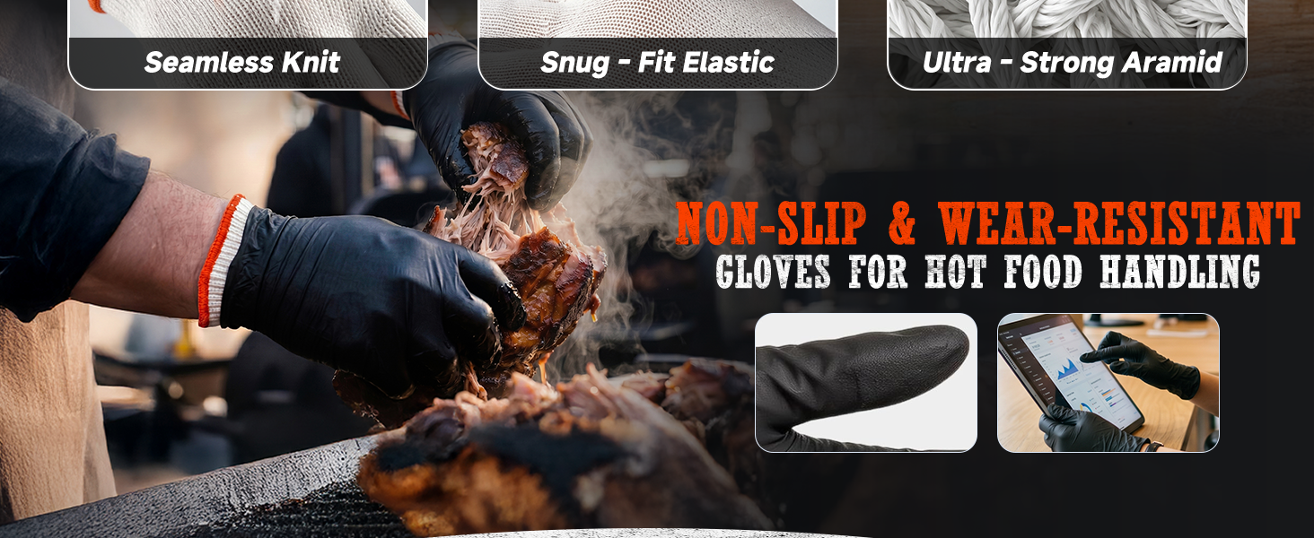 5mil latex-free powder-free XLblack nitrile gloves resist grease,cuts,juices during food prep tasks