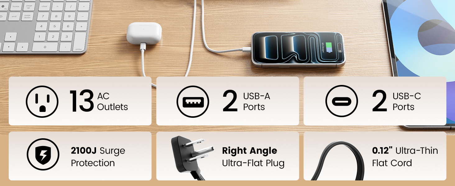 power strips with surge protection 2100J