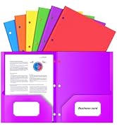 6 Pack Folders with Pockets 3 Hole Punched, 2 Pocket Folders, 3 Ring Binder | Heavy Duty Paper Fi...