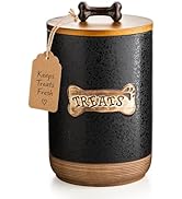 Miamolo Dog Treat Container Jar, Ceramic Airtight Dog Food Storage Container with Lid and Handle,...
