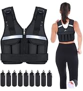 Sportneer Adjustable Weighted Vest Weights: 2-18 lbs/2-40 lbs Washable Weight Vest 16 In 1 Fast A...
