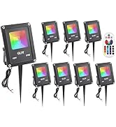 GLW 10W Low Voltage Landscape Lighting RGB Color Changing LED Landscape Lights Remote Control Wat...