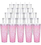 GGQ 24oz SnowGlobe Tumbler,Acrylic Tumblers, 25 Pack Clear Acrylic Snow Globe Tumblers, Pre-Drill...