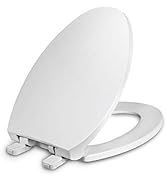 Toilet Seat Elongated with Cover Soft Close, Easy to Install, Plastic, White, Suitable to Elongat...