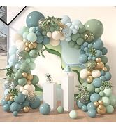 Amandir 173Pcs Dusty Blue Green Balloon Garland Arch Kit, Haze Fog Blue Ash Mist Sage Green Sand ...