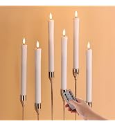 Girimax White Dripping Wax Flameless Taper Candles with Remote, Flickering Halloween LED Candlest...