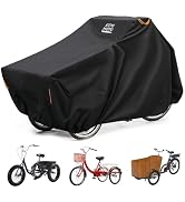 KEMIMOTO Bike Cover Outdoor, 420D Heavy Duty Trike Covers Larger Cargo Bicycle Rain Covers Storag...