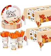 Childom 152Pcs Thanksgiving Plates and Cups,Disposable Thanks Giving Dinnerware Set,Thanksgiving ...