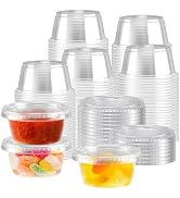 Huifany 400 Pack 2 oz Jello Shot Cups with Lids, Disposable Condiment Cups | Clear Plastic Sauce ...