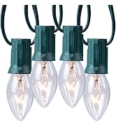 C9 Clear Christmas String Lights, Outdoor Christmas Lights String, Hanging Christmas Roofline Lig...