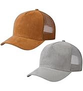 UVSAI Suede Curved Brim Trucker Cap Adjustable Snapback Hat Mesh Back Breathable for Men Women 2 ...