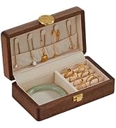 KAOTGOT Travel Jewelry Case Wood Small Jewelry Box for Women Wood Jewelry Organizer Storage Holde...
